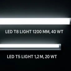 LED T5 (1.2M, 20W) and LED T8 (1200mm, 40W) Tube Lights 